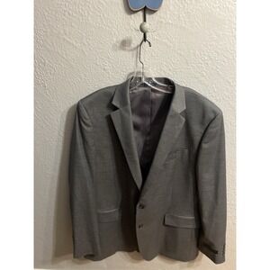 Stafford‎ Blazer Mens 46L Gray  Bluish Plaid 2 Button